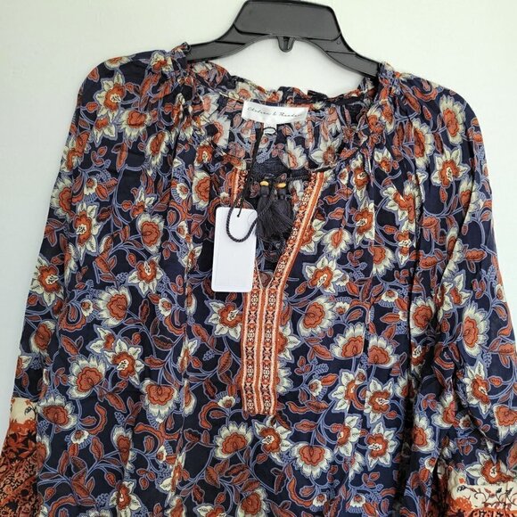 Pretty Boho Floral Blouse Top Women Size M - Picture 7 of 11